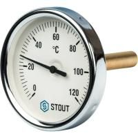 Купить Термометр Stout биметаллический с погружной гильзой 75 мм. Корпус Dn 80 мм(0 - 120 °C)