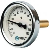 Купить Термометр Stout биметаллический с погружной гильзой 50 мм. Корпус Dn 63 мм, (0 - 120 °C)
