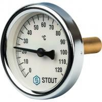 Купить Термометр Stout биметаллический с погружной гильзой 50 мм. Корпус Dn 63 мм (0 - 120 °C)