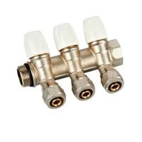 Купить Регулирующий коллектор с вентилями и цангами 3 выхода 3/4″x16  белый "ViEiR"
