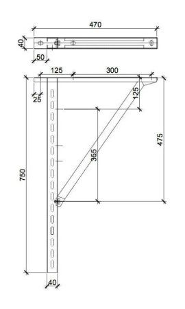 Купить JEREMIAS Стеновая консоль тип 3 III L=750mm с подпоркой