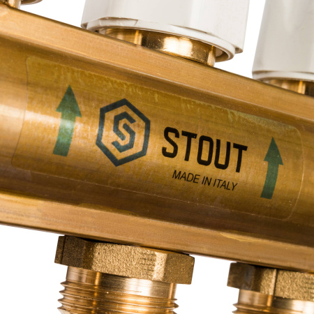 Купить Распределительный коллектор Stout из латуни с расходомерами на 11 выходов