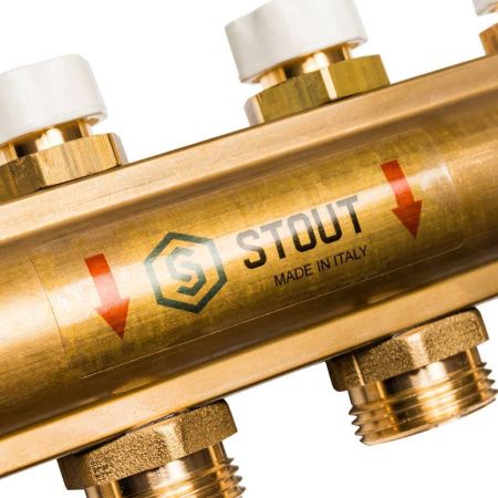Купить Распределительный коллектор Stout из латуни без расходомеров на 10 выходов