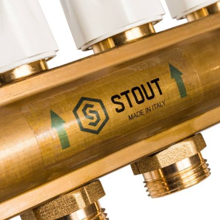 Купить Распределительный коллектор Stout из латуни без расходомеров на 10 выходов