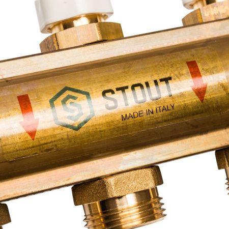 Купить Распределительный коллектор Stout из латуни без расходомеров на 11 выходов
