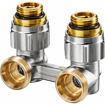 OVENTROP Узел Multiflex F, запорно-присоединительный, угловой H-образный, 3/4, 1/2, Н ЕК-Н, PN, бар-