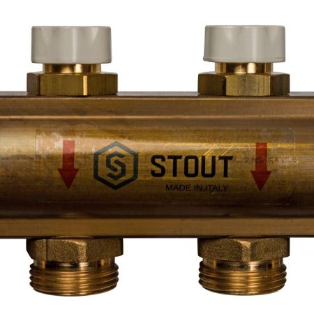 Купить Распределительный коллектор Stout из латуни без расходомеров на 6 выходов
