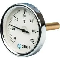 Купить Термометр Stout биметаллический с погружной гильзой 75 мм. Корпус Dn 80 мм(0 - 120 °C)