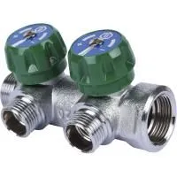 Купить Коллектор регулирующий Stout НР 1/2″ 3/4″ x 2 отвода x 1/2″
