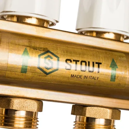 Купить Распределительный коллектор Stout из латуни без расходомеров на 12 выходов